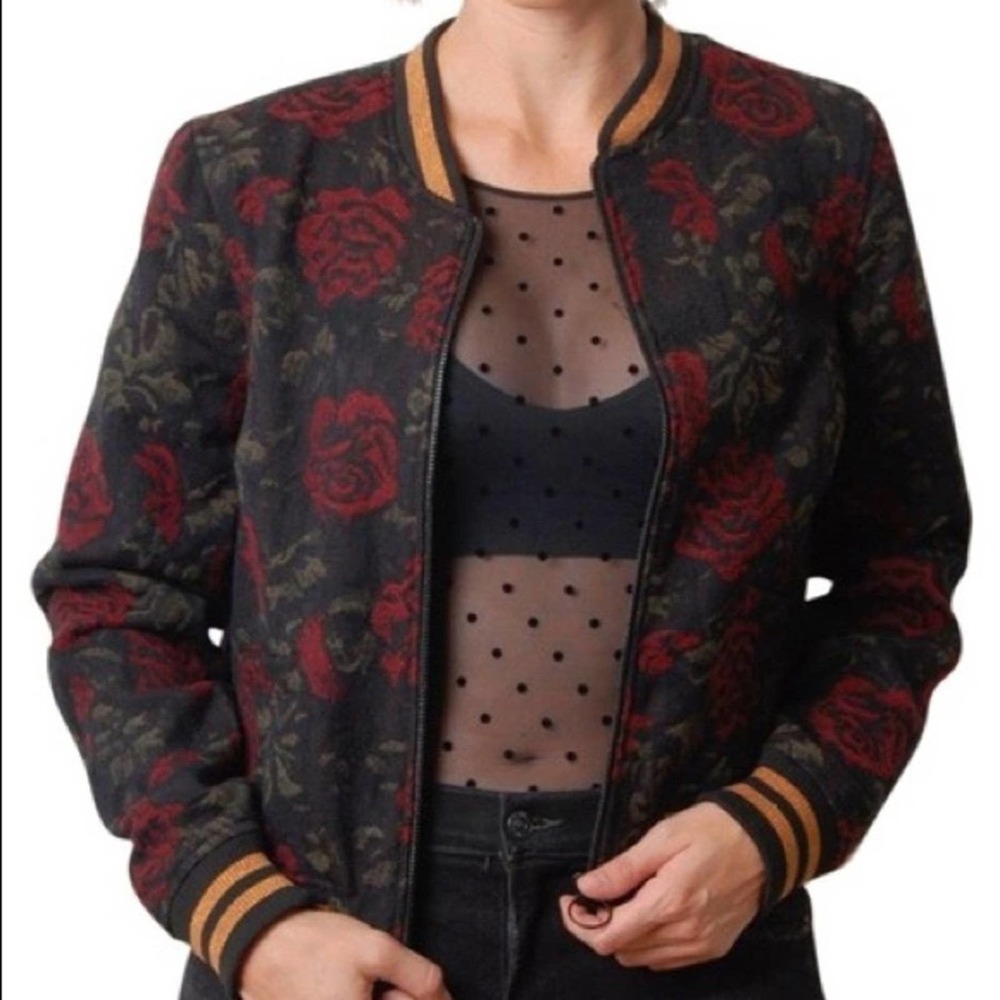 Sanctuary Rose Seduction Floral Print Bomber Jacket XS